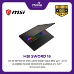 Load image into Gallery viewer, MSI SWORD 16 HX I7 13700HX RTX 4070 8GB/ 16GB 1TB W11+OHS 16.0QHD 240HZ 100DCIP3 24ZRGB 2Y GRY -B13VGKG.684
