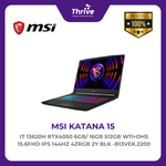 Load image into Gallery viewer, MSI KATANA 15 I7 13620H RTX4050 6GB/ 16GB 512GB W11+OHS 15.6FHD IPS 144HZ 4ZRGB 2Y BLK -B13VEK.2200