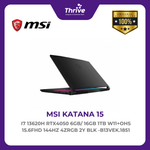 Load image into Gallery viewer, MSI KATANA 15 I7 13620H RTX4050 6GB/ 16GB 1TB W11+OHS 15.6FHD 144HZ 4ZRGB 2Y BLK -B13VEK.1851