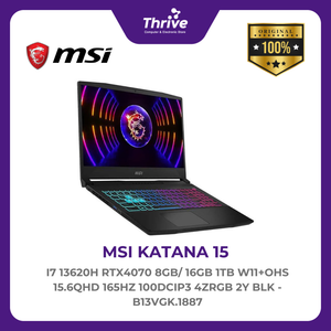 MSI KATANA 15 I7 13620H RTX4070 8GB/ 16GB 1TB W11+OHS 15.6QHD 165HZ 100DCIP3 4ZRGB 2Y BLK -B13VGK.1887