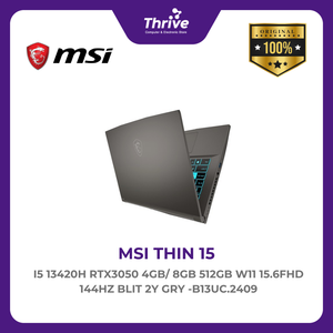 MSI THIN 15 I5 13420H RTX3050 4GB/ 8GB 512GB W11 15.6FHD 144HZ BLIT 2Y GRY -B13UC.2409