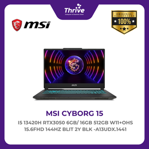 MSI CYBORG 15 I5 13420H RTX3050 6GB/ 16GB 512GB W11+OHS 15.6FHD 144HZ BLIT 2Y BLK -A13UDX.1441