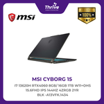 Load image into Gallery viewer, MSI CYBORG 15 I7 13620H RTX4060 8GB/ 16GB 1TB W11+OHS 15.6FHD IPS 144HZ 4ZRGB 2YR BLK -A13VFK.1434
