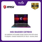 Load image into Gallery viewer, MSI RAIDER GE78HX I9 14900HX RTX4080 12GB/ 32GB 2TB W11+OHS 17.0QHD+ 240HZ 100DCIP3 3Y BLK -14VHG.1003
