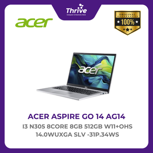 ACER ASPIRE GO 14 AG14 I3 N305 8CORE 8GB 512GB W11+OHS 14.0WUXGA SLV -31P.34WS