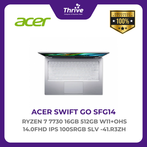 ACER SWIFT GO SFG14 RYZEN 7 7730 16GB 512GB W11+OHS 14.0FHD IPS 100SRGB SLV -41.R3ZH