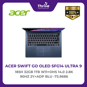 ACER SWIFT GO OLED SFG14 ULTRA 9 185H 32GB 1TB W11+OHS 14.0 2.8K 90HZ 2Y+ADP BLU -73.9686