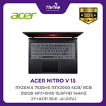 Load image into Gallery viewer, ACER NITRO V 15 RYZEN 5 7535HS RTX2050 4GB/ 8GB 512GB W11+OHS 15.6FHD 144HZ 2Y+ADP BLK -41.R2VJ
