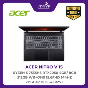 ACER NITRO V 15 RYZEN 5 7535HS RTX2050 4GB/ 8GB 512GB W11+OHS 15.6FHD 144HZ 2Y+ADP BLK -41.R2VJ