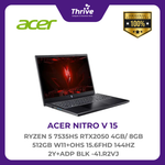 Load image into Gallery viewer, ACER NITRO V 15 RYZEN 5 7535HS RTX2050 4GB/ 8GB 512GB W11+OHS 15.6FHD 144HZ 2Y+ADP BLK -41.R2VJ
