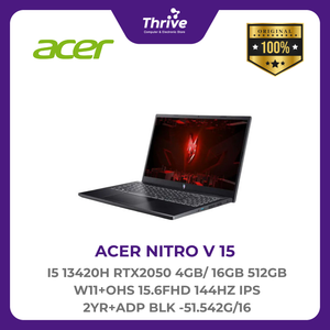 ACER NITRO V 15 I5 13420H RTX2050 4GB/ 16GB 512GB W11+OHS 15.6FHD 144HZ IPS 2YR+ADP BLK -51.542G/16