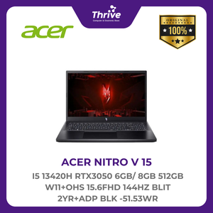 ACER NITRO V 15 I5 13420H RTX3050 6GB/ 8GB 512GB W11+OHS 15.6FHD 144HZ BLIT 2YR+ADP BLK -51.53WR