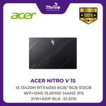 Load image into Gallery viewer, ACER NITRO V 15 I5 13420H RTX4050 6GB/ 8GB 512GB W11+OHS 15.6FHD 144HZ IPS 2YR+ADP BLK -51.5115
