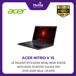 Load image into Gallery viewer, ACER NITRO V 15 I5 13420H RTX4050 6GB/ 8GB 512GB W11+OHS 15.6FHD 144HZ IPS 2YR+ADP BLK -51.5115
