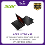 Load image into Gallery viewer, ACER NITRO V 15 I7 13620H RTX4050 6GB/ 16GB 512GB W11+OHS 15.6FHD 165HZ BLIT 2Y+ADP BLK -51.79A1
