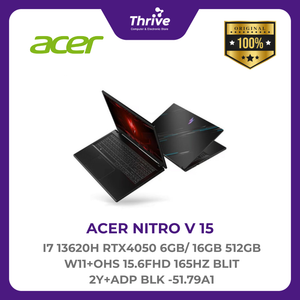 ACER NITRO V 15 I7 13620H RTX4050 6GB/ 16GB 512GB W11+OHS 15.6FHD 165HZ BLIT 2Y+ADP BLK -51.79A1