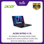 Load image into Gallery viewer, ACER NITRO V 15 I9 13900H RTX4060 8GB/ 16GB 512GB W11+OHS 15.6FHD 144HZ IPS BLIT 2Y+ADP BLK -51.901S
