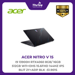 Load image into Gallery viewer, ACER NITRO V 15 I9 13900H RTX4060 8GB/ 16GB 512GB W11+OHS 15.6FHD 144HZ IPS BLIT 2Y+ADP BLK -51.901S
