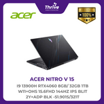 Load image into Gallery viewer, ACER NITRO V 15 I9 13900H RTX4060 8GB/ 32GB 1TB W11+OHS 15.6FHD 144HZ IPS BLIT 2Y+ADP BLK -51.901S/321T
