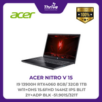 Load image into Gallery viewer, ACER NITRO V 15 I9 13900H RTX4060 8GB/ 32GB 1TB W11+OHS 15.6FHD 144HZ IPS BLIT 2Y+ADP BLK -51.901S/321T
