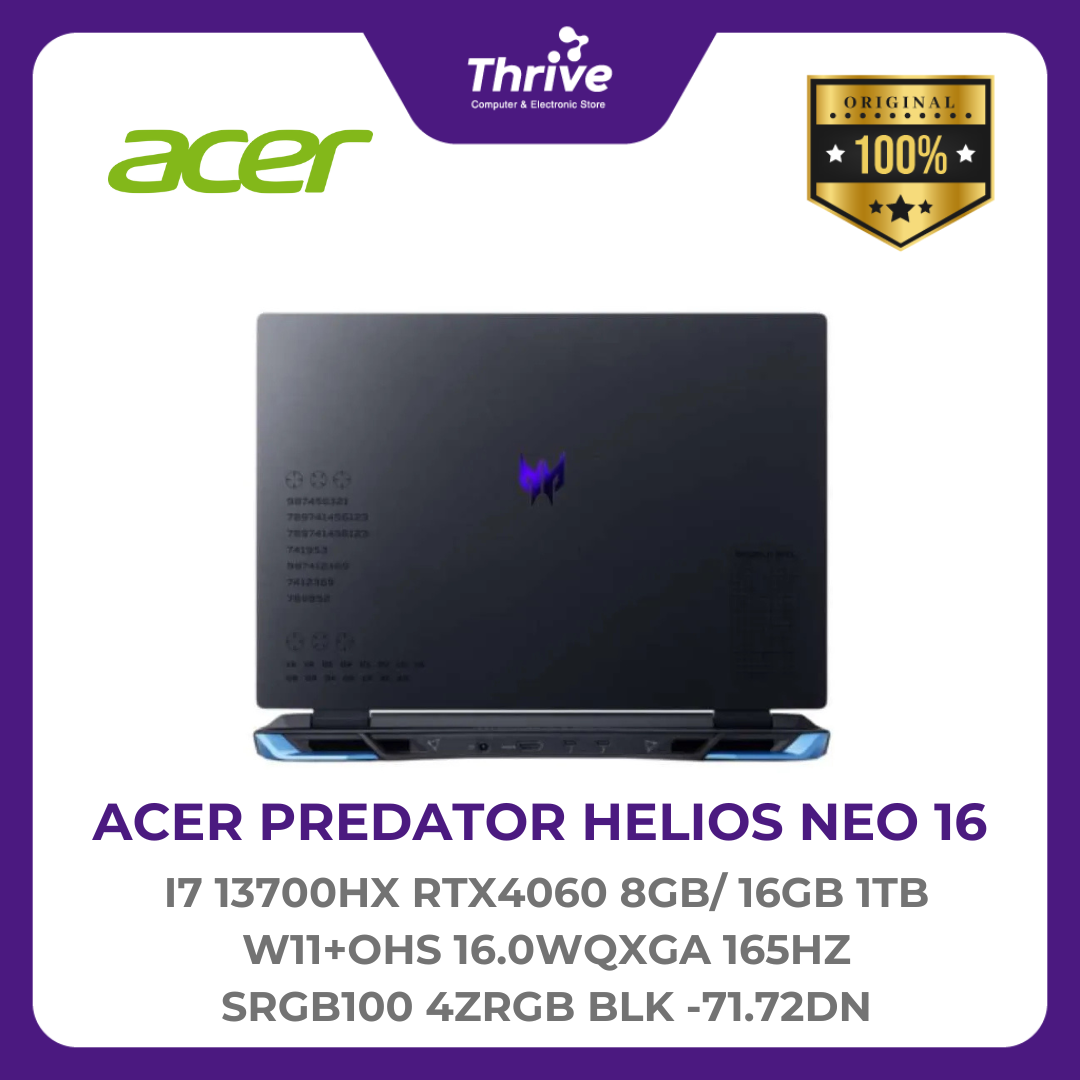 ACER PREDATOR HELIOS NEO 16 I7 13700HX RTX4060 8GB/ 16GB 1TB W11+OHS 1 ...