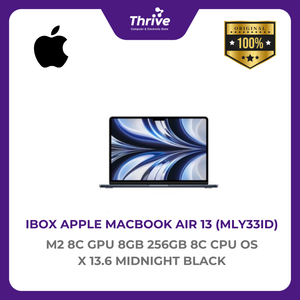 IBOX APPLE MACBOOK AIR 13 M2 8C GPU 8GB 256GB 8C CPU OS X 13.6 MIDNIGHT BLACK -MLY33ID