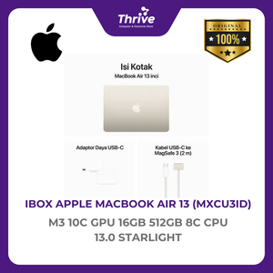 IBOX APPLE MACBOOK AIR 13 M3 10C GPU 16GB 512GB 8C CPU 13.0 STARLIGHT -MXCU3ID
