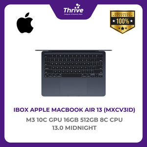 IBOX APPLE MACBOOK AIR 13 M3 10C GPU 16GB 512GB 8C CPU 13.0 MIDNIGHT -MXCV3ID