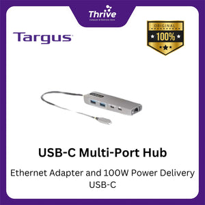 USB-C Multi-Port Hub with Ethernet Adapter and 100W Power Delivery USB-C