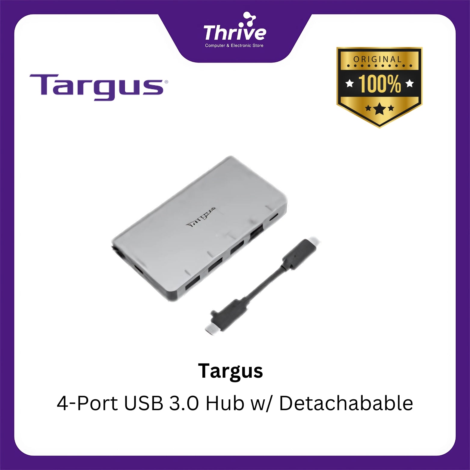 Targus 4-Port USB 3.0 Hub w/ Detachabable - Sultan Store