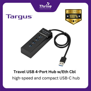 Travel USB 4-Port Hub w/Eth Cbl