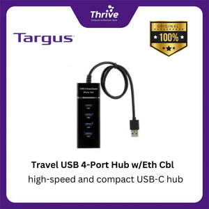 Travel USB 4-Port Hub w/Eth Cbl