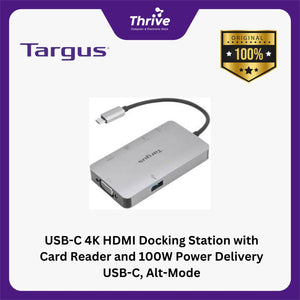 USB-C 4K HDMI Docking Station with Card Reader and 100W Power Delivery USB-C, Alt-Mode