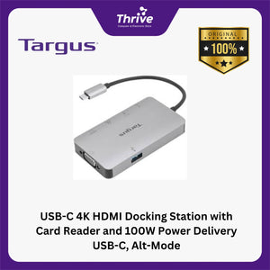 USB-C 4K HDMI Docking Station with Card Reader and 100W Power Delivery USB-C, Alt-Mode