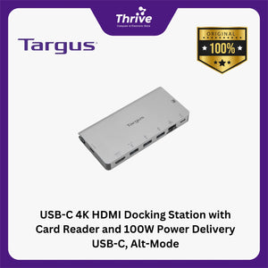 USB-C 4K HDMI Docking Station with Card Reader and 100W Power Delivery USB-C, Alt-Mode