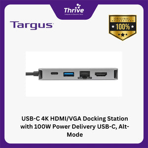 USB-C 4K HDMI/VGA Docking Station with 100W Power Delivery USB-C, Alt-Mode