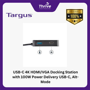 USB-C 4K HDMI/VGA Docking Station with 100W Power Delivery USB-C, Alt-Mode