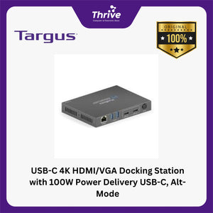 USB-C 4K HDMI/VGA Docking Station with 100W Power Delivery USB-C, Alt-Mode