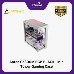 Antec CX300M RGB BLACK - Mini Tower Gaming Case - 4mm Tempered Glass Side Panel - Free 2Pcs 120mm RGB Fans Reverse + 1Pcs 120mm RGB Fans
