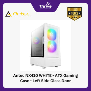 Antec NX410 WHITE - ATX Gaming Case - Left Side Glass Door - FREE 2 PCS 14CM ARGB FANS + 1 PCS 12CM ARGB FANS