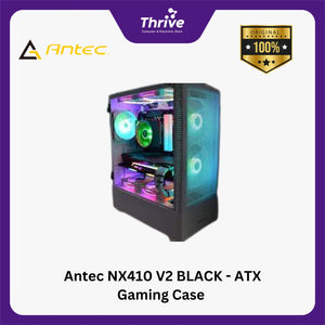 Antec NX410 V2 BLACK - ATX Gaming Case - Left Side Glass Door - FREE 2 PCS 14CM ARGB FANS + 1 PCS 12CM ARGB FANS