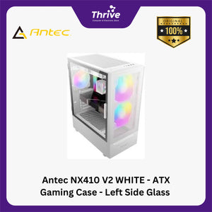 Antec NX410 V2 WHITE - ATX Gaming Case - Left Side Glass Door - FREE 2 PCS 14CM ARGB FANS + 1 PCS 12CM ARGB FANS