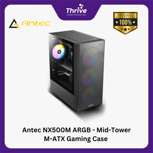 Antec NX500M ARGB - Mid-Tower M-ATX Gaming Case - Sleek Design with Massive Air Intake - Tempered Glass Side Panel - Type C 3.2 Ready - FREE 2 PCS 12CM ARGB FANS + 1 PCS 12CM ARGB FANS