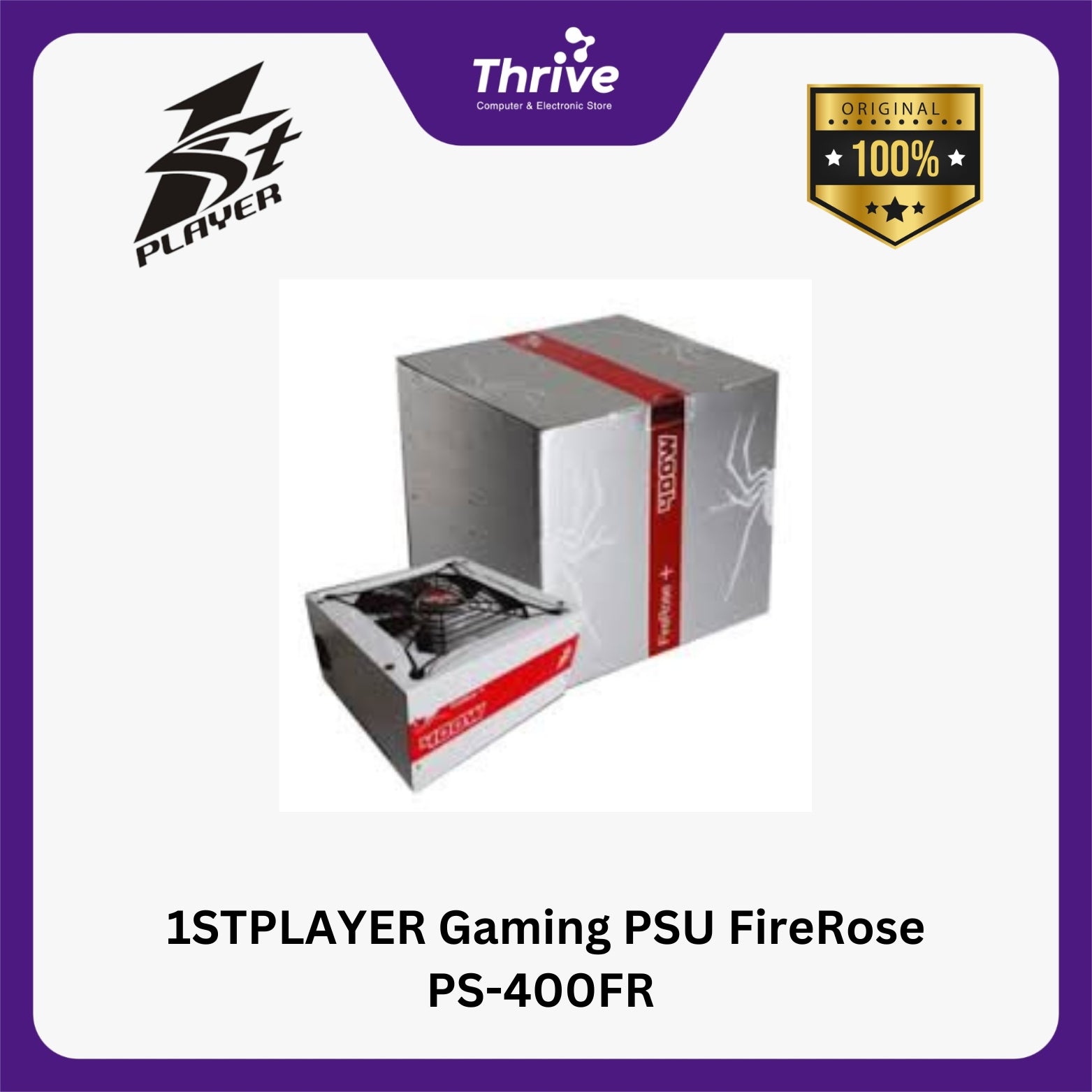 1STPLAYER Gaming PSU FireRose PS-400FR 80+ (Efficiency 85%) With Flat ...