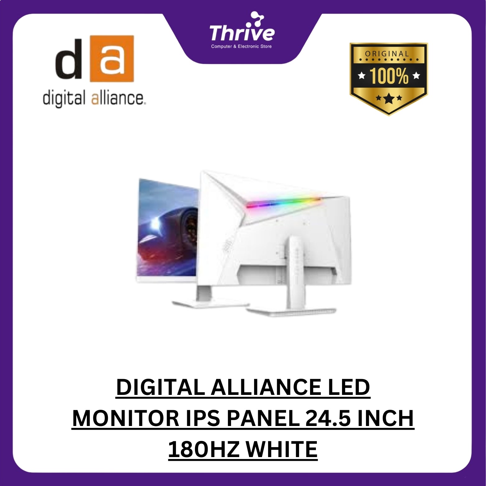 Led Ips Panel DIGITAL ALLIANCE LED MONITOR IPS PANEL 24.5 INCH 180HZ WHITE - Sultan Store