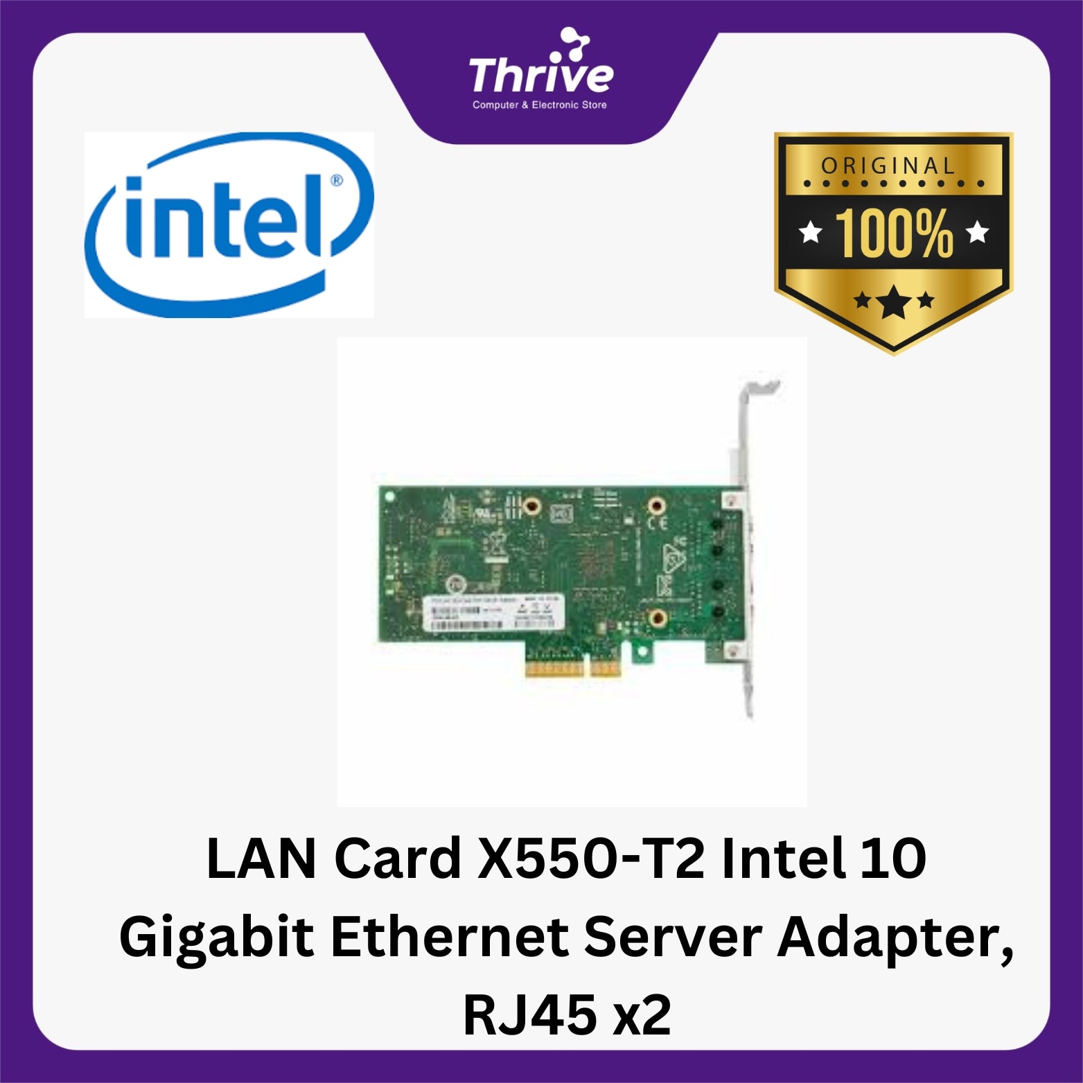 LAN Card X550-T2 Intel 10 Gigabit Ethernet Server Adapter, RJ45 x2 ...
