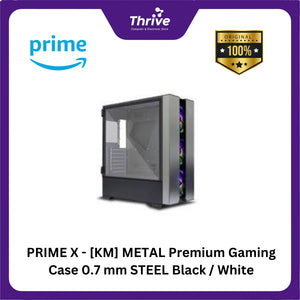 PRIME X - [KM] METAL Premium Gaming Case 0.7 mm STEEL Black / White