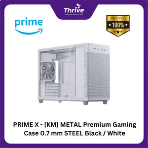 PRIME X - [KM] METAL Premium Gaming Case 0.7 mm STEEL Black / White