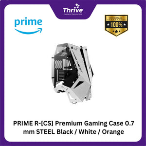 PRIME R-[CS] Premium Gaming Case 0.7 mm STEEL Black / White / Orange