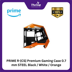 PRIME R-[CS] Premium Gaming Case 0.7 mm STEEL Black / White / Orange